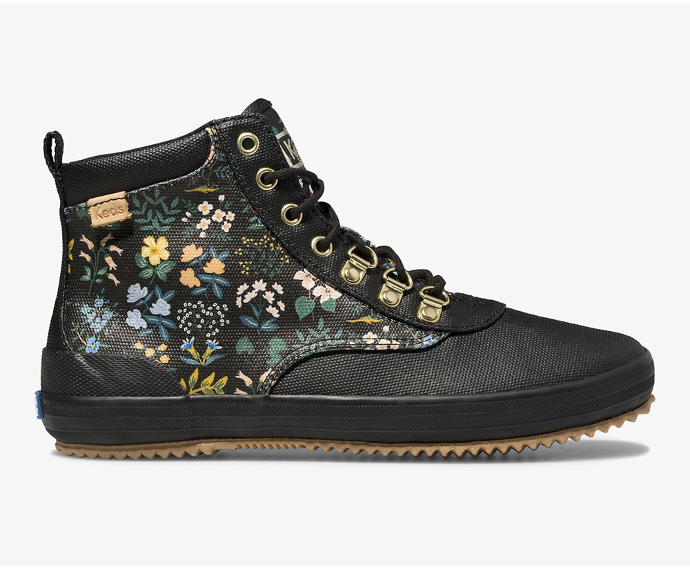 Botas Keds Mujer Negros - Rifle Paper Co. Scout Water-Resistant Lona Wildflower - 1604-YSLIU